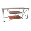 Metal Frame Tempered Glass Shelf TV Stand